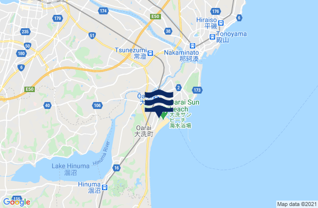 Mapa da tábua de marés em Mito, Japan
