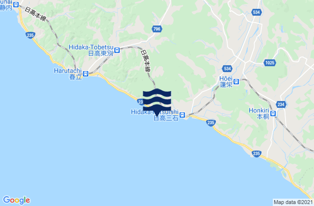 Mapa da tábua de marés em Mitsuishihoncho, Japan