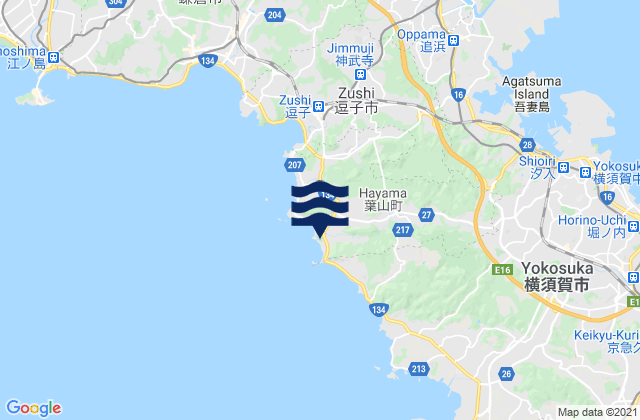 Mapa da tábua de marés em Miura-gun, Japan