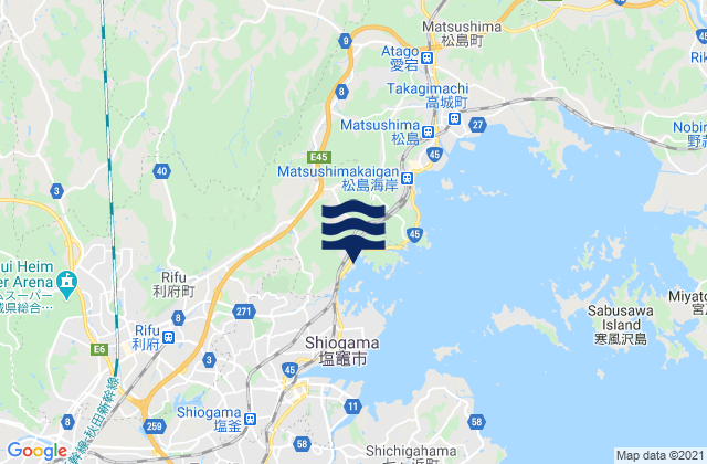 Mapa da tábua de marés em Miyagi-ken, Japan