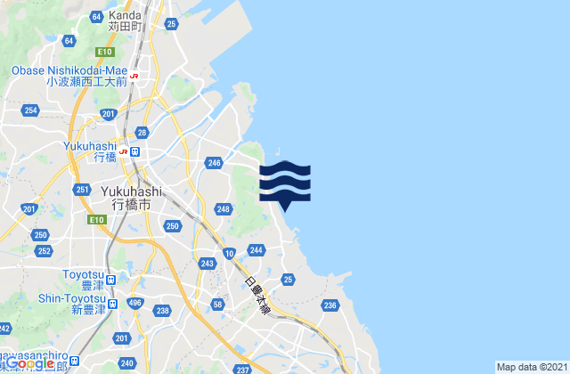 Mapa da tábua de marés em Miyako-gun, Japan