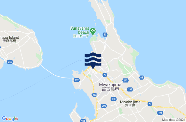 Mapa da tábua de marés em Miyakojima Shi, Japan
