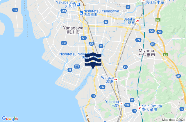Mapa da tábua de marés em Miyama Shi, Japan