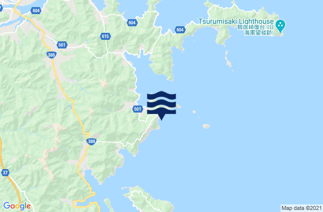 Mapa da tábua de marés em Miyanoura (Oita), Japan
