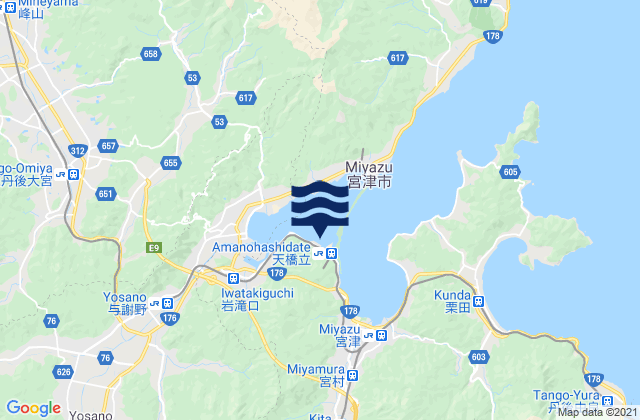 Mapa da tábua de marés em Miyazu-shi, Japan