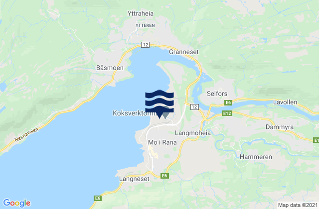 Mapa da tábua de marés em Mo i Rana, Norway