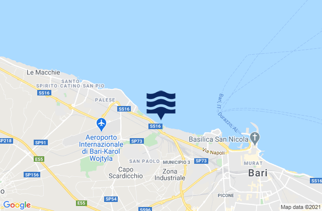 Mapa da tábua de marés em Modugno, Italy