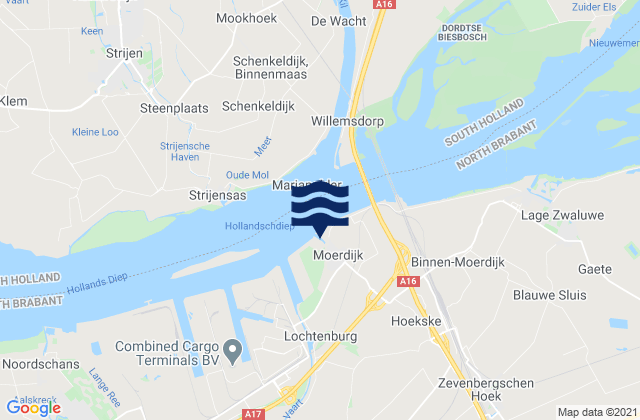 Mapa da tábua de marés em Moerdijk, Netherlands