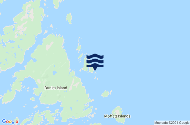 Mapa da tábua de marés em Moffatt Islands, Canada