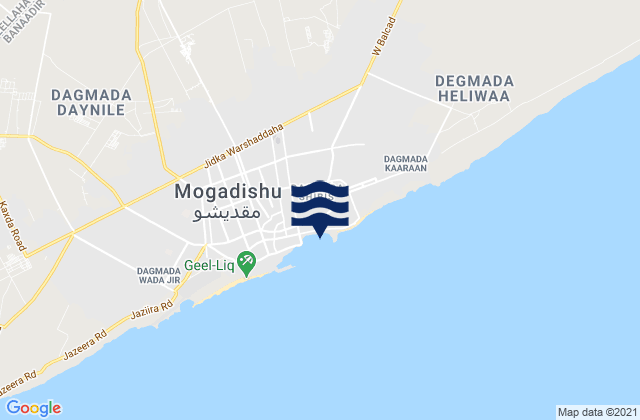 Mapa da tábua de marés em Mogadishu, Somalia