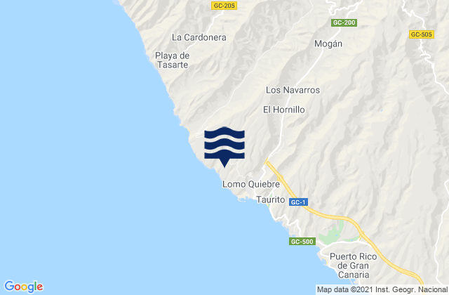 Mapa da tábua de marés em Mogán, Spain