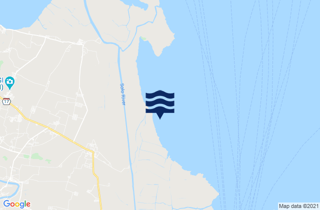 Mapa da tábua de marés em Mojoasem, Indonesia