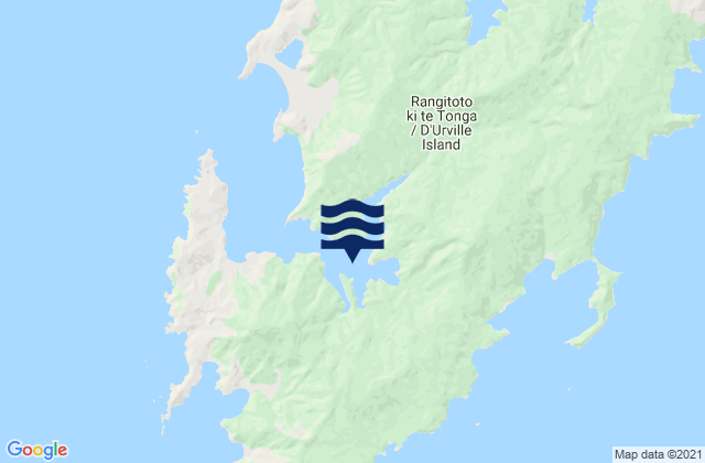 Mapa da tábua de marés em Mokau Bay, New Zealand