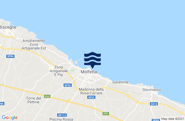 Mapa da tábua de marés em Molfetta, Italy