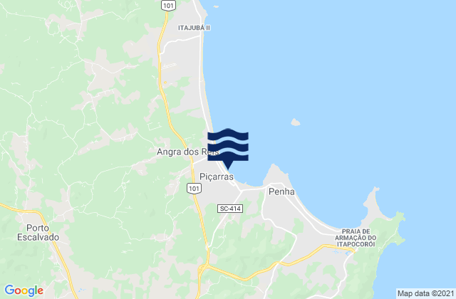 Mapa da tábua de marés em Molhe de Picarras, Brazil