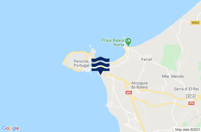 Mapa da tábua de marés em Molho Leste, Portugal