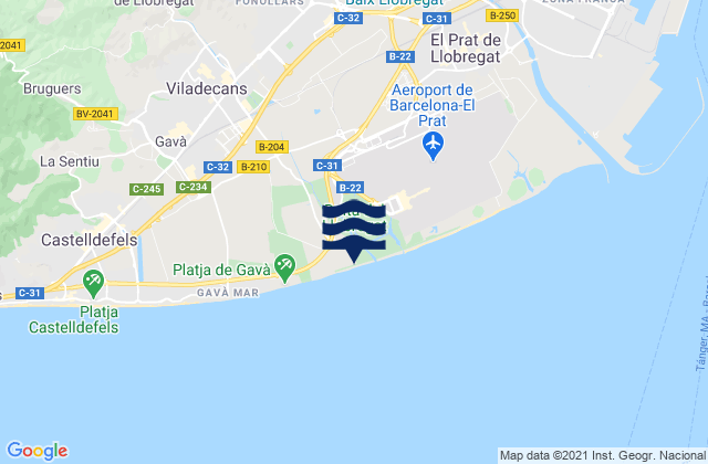 Mapa da tábua de marés em Molins de Rei, Spain