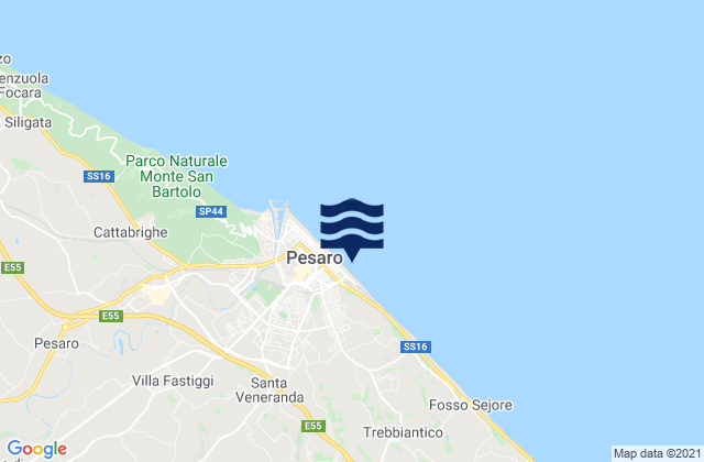 Mapa da tábua de marés em Mombaroccio, Italy