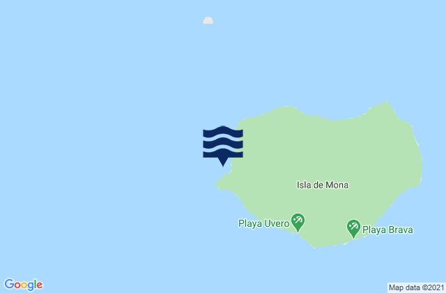 Mapa da tábua de marés em Mona Island, Puerto Rico