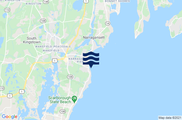 Mapa da tábua de marés em Monahans Dock, United States