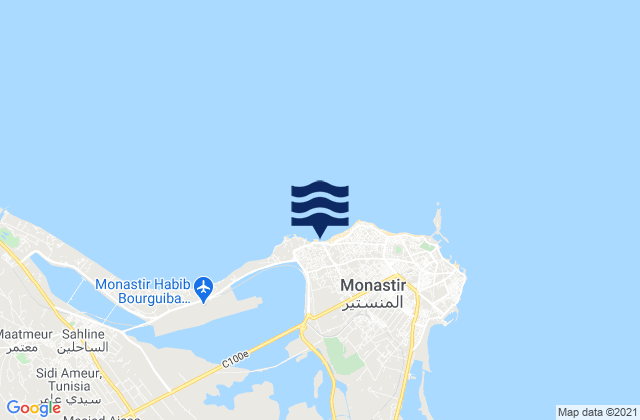 Mapa da tábua de marés em Monastir, Tunisia