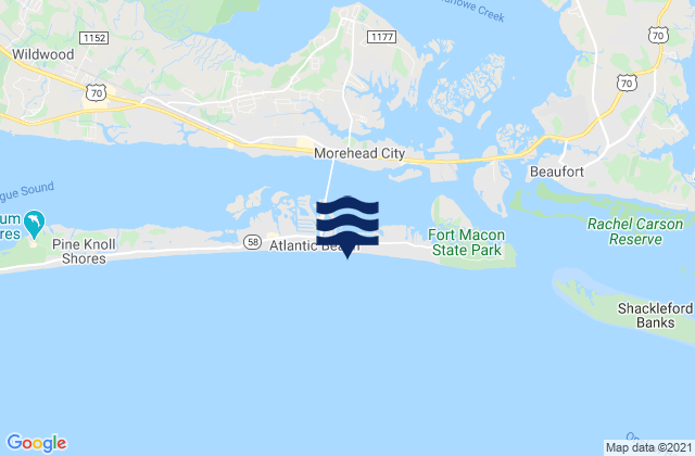 Mapa da tábua de marés em Money Island, United States