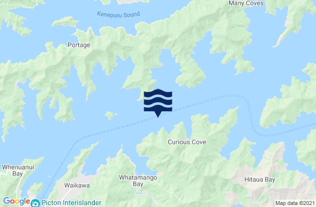 Mapa da tábua de marés em Monkey Bay, New Zealand