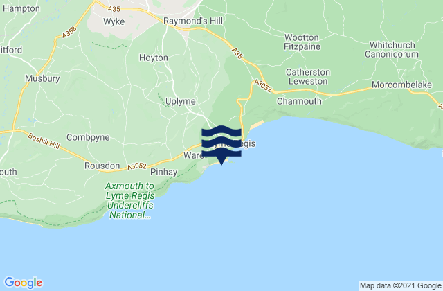 Mapa da tábua de marés em Monmouth Beach, United Kingdom