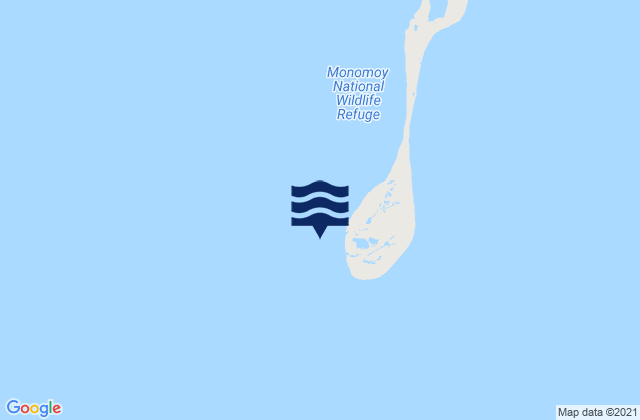 Mapa da tábua de marés em Monomoy Pt. channel 0.2 mile west of, United States