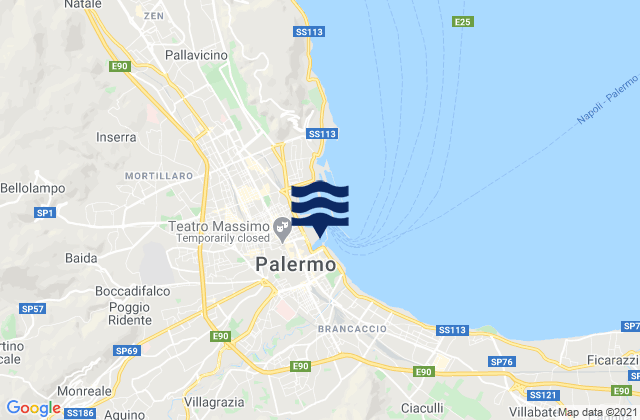 Mapa da tábua de marés em Monreale, Italy