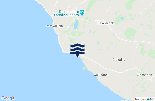 Mapa da tábua de marés em Monreith Bay, United Kingdom