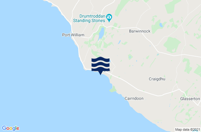 Mapa da tábua de marés em Monreith Beach, United Kingdom