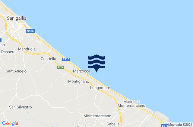 Mapa da tábua de marés em Monsano, Italy