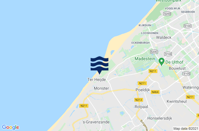Mapa da tábua de marés em Monster, Netherlands