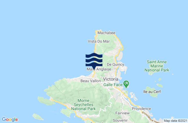 Mapa da tábua de marés em Mont Buxton, Seychelles