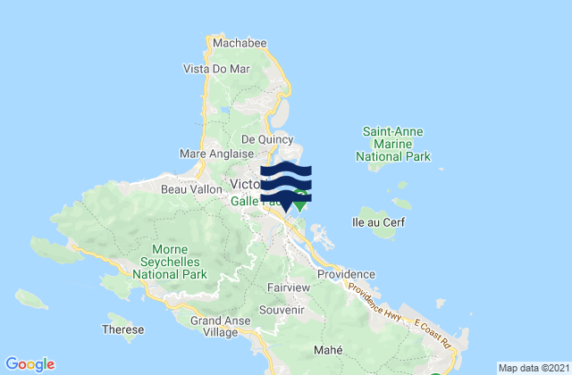 Mapa da tábua de marés em Mont Fleuri, Seychelles