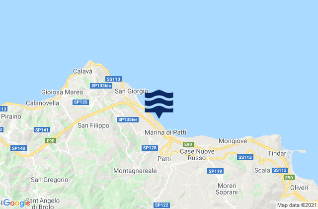Mapa da tábua de marés em Montagnareale, Italy