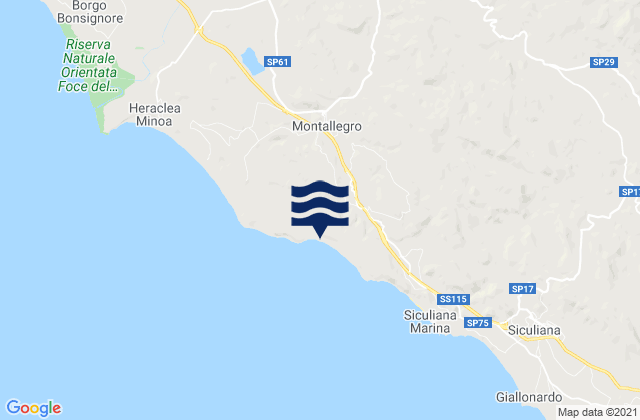 Mapa da tábua de marés em Montallegro, Italy