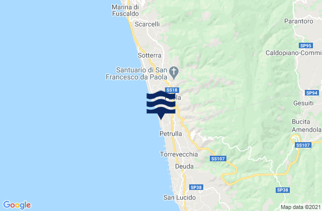 Mapa da tábua de marés em Montalto Uffugo, Italy