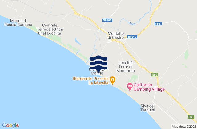 Mapa da tábua de marés em Montalto di Castro, Italy