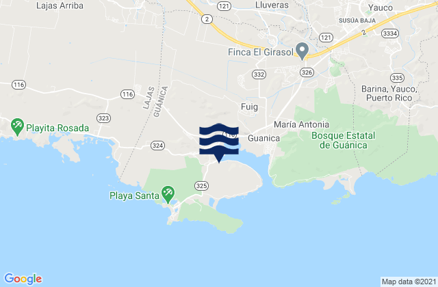 Mapa da tábua de marés em Montalva Barrio, Puerto Rico