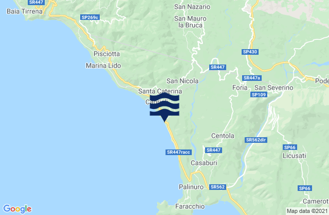 Mapa da tábua de marés em Montano Antilia, Italy