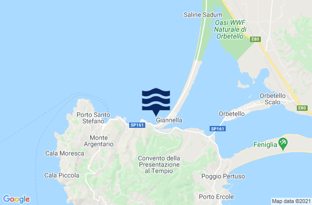 Mapa da tábua de marés em Monte Argentario, Italy