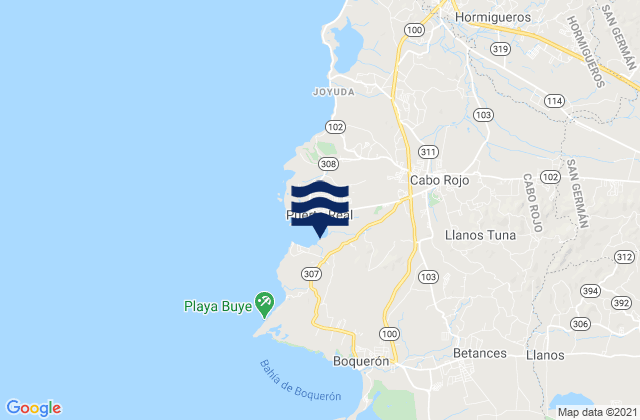 Mapa da tábua de marés em Monte Grande Barrio, Puerto Rico