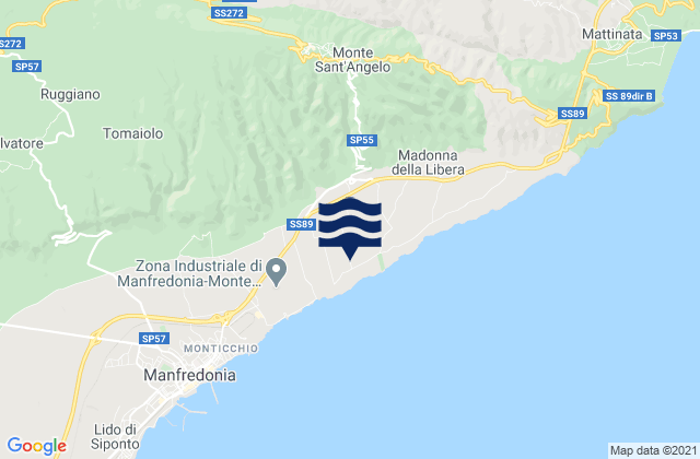 Mapa da tábua de marés em Monte Sant'Angelo, Italy