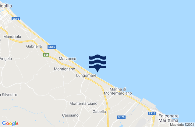 Mapa da tábua de marés em Montemarciano, Italy