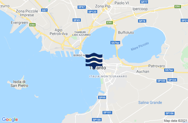 Mapa da tábua de marés em Montemesola, Italy