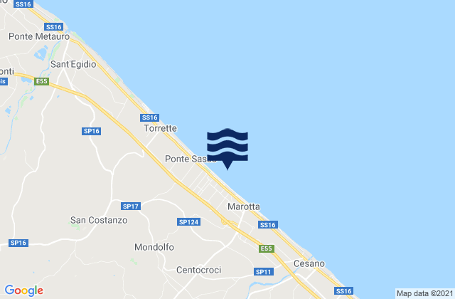 Mapa da tábua de marés em Monterado, Italy