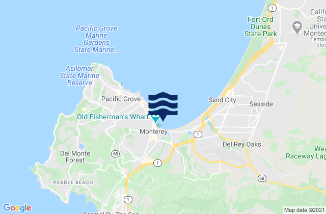 Mapa da tábua de marés em Monterey Monterey Bay, United States