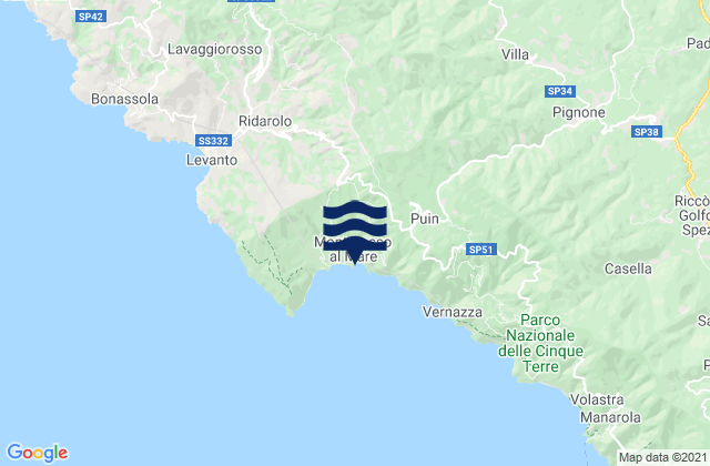 Mapa da tábua de marés em Monterosso al Mare, Italy